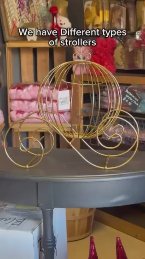 11'' Wicker Baby Carriage - Baby Shower Centerpiece White