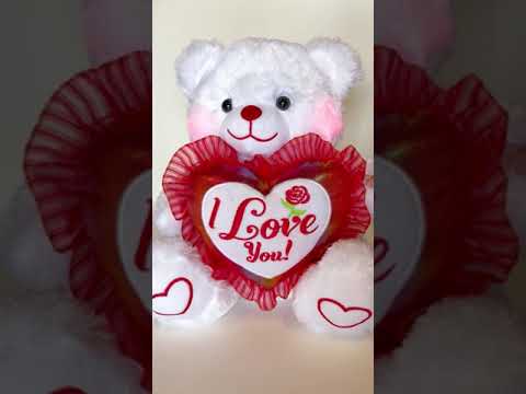 15" Musical Valentine Bear White with I Love You Heart & Light up cheek