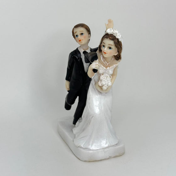 5" Poly Resin Wedding Cake Topper Bride Pulling Groom (1 piece)
