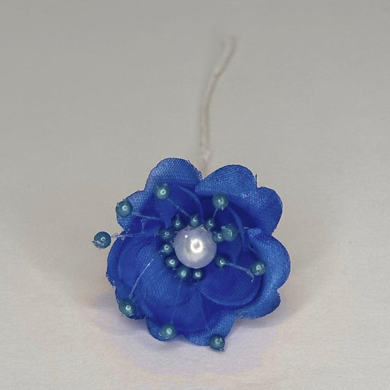 Organza and Satin Flower with Pearl Spray Royal Blue (72 Flowers)