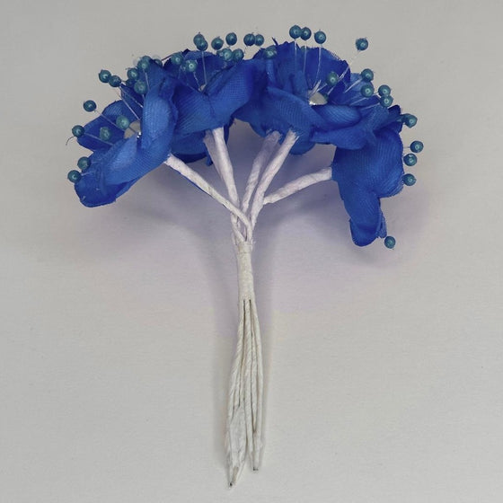 Organza and Satin Flower with Pearl Spray Royal Blue (72 Flowers)