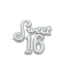 1-1/8 Inch Sweet 16 Silver Plastic Charm Sign (144 Pcs)