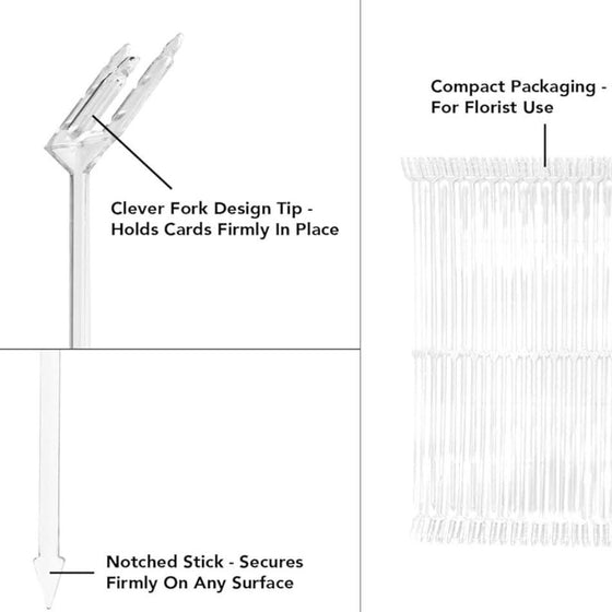 Clear Plastic Slant Head Floral Pick Cardholder 18" (100 Pieces)