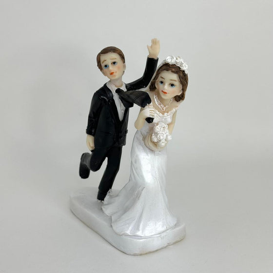 5" Poly Resin Wedding Cake Topper Bride Pulling Groom (1 piece)