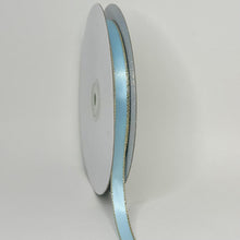  3/8" Double Face Satin Ribbon with Gold Edge Pastel Blue 50 Yards