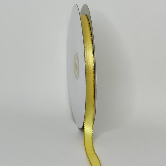 3/8" Double Face Satin Ribbon with Gold Edge Canary Yellow 50 Yards