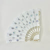 10 Pcs White Cloth Hand Fans with White Gold Plastic Handle