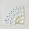 10 Pcs White Cloth Hand Fans with White Gold Plastic Handle