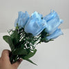 7 Heads Light Blue Artificial Closed Rose Bush (12 Bushes)