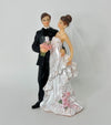 7" Poly Resin Wedding Cake Topper Couple with Flower Bouquet (1 Piece)