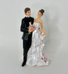 7" Poly Resin Wedding Cake Topper Couple with Flower Bouquet (1 Piece)