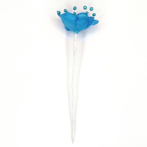 Organza and Satin Flower with Pearl Spray Turquoise(72 Flowers)