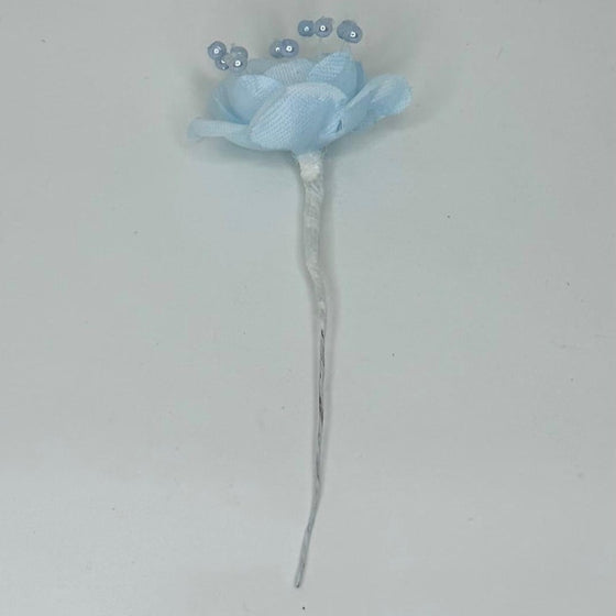 Organza and Satin Flower with Pearl Spray Pastel Blue(72 Flowers)