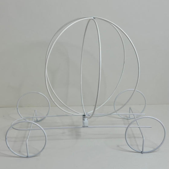 12 Inch White Wire Metal Pumpkin Carriage Centerpiece