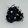 Organza and Satin Flower with Pearl Spray Black (72 Flowers)