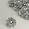 Organza and Satin Flower with Pearl Spray Silver (72 Flowers)