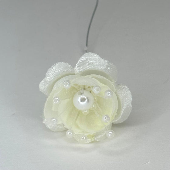 Organza and Satin Flower with Pearl Spray Ivory(72 Flowers)