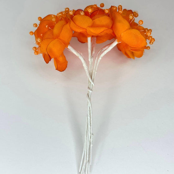 Organza and Satin Flower with Pearl Spray Orange(72 Flowers)