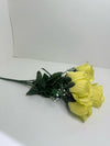 7 Heads Yellow Artificial Closed Rose Bush (12 Bushes)