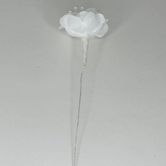 Organza and Satin Flower with Pearl Spray White(72 Flowers)