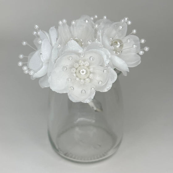 Organza and Satin Flower with Pearl Spray White(72 Flowers)