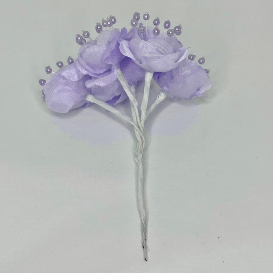 Organza and Satin Flower with Pearl Spray Lavender (72 Flowers)