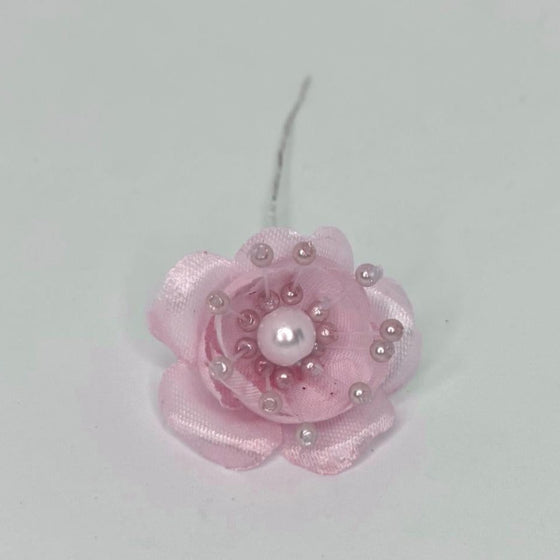 Organza and Satin Flower with Pearl Spray Pink(72 Flowers)