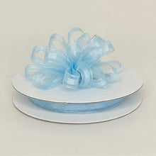  3/8" Blue Pastel Organza Thin Pull Bow String Ribbon (25 Yard) Gift Wrapping Favor Decorating