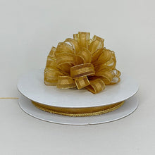  3/8" Gold with Gold Edge Organza Thin Pull Bow String Ribbon (25 Yard) Gift Wrapping Favor Decorating