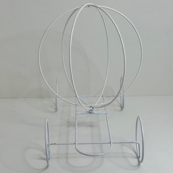 12 Inch White Wire Metal Pumpkin Carriage Centerpiece