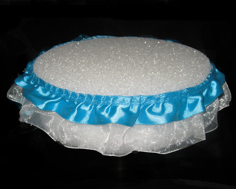 1-1/2" Turquoise Double Ruffled Lace with Organza Base (50 Yards)