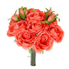 Rose Artificial Silk Flower Bouquet Dark Coral