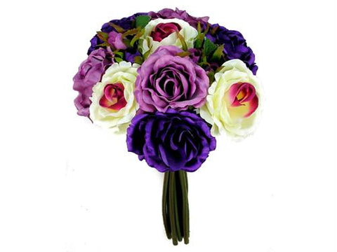 Rose Silk Flower Bouquet Lavender Mix