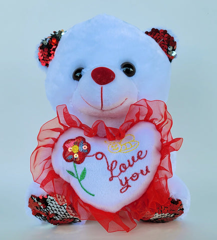 12 PCS 10" Valentine Bear with I Love You Heart White