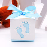 2.3" Cube Baby Feet Baby Shower Favor Box Boy Light Blue -12 Pieces