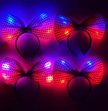12 Pcs Light Up LED Jumbo Sequin Bows Headbands