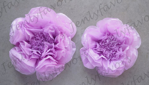 12" & 16" Large Tissue Backdrop Flowers Party Wall Decoration Lavender (2 Pieces)