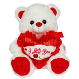 15" White Valentine Singing Bear with "I Love You" Heart (6 Pieces)