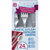 Silver Plastic Cutlery (24 pieces)