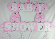  Giant pink Overall Baby-Shower Banner - 1 piece
