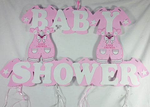Giant pink Overall Baby-Shower Banner - 1 piece