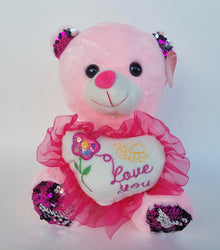  12 PCS 10" Valentine Bear with I Love You Heart Pink