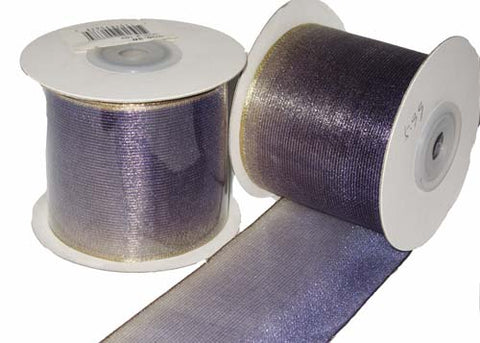 2-1/2" Nylon Wired Ribbon Gold Purple (10 Yards)