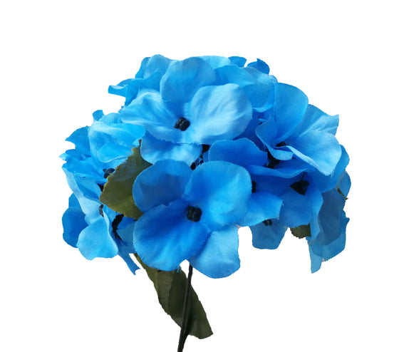 22 Inch X-Large Satin Artificial Hydrangea Silk Flower Bush 7 Heads Turquoise