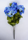 22 Inch X-Large Satin Artificial Hydrangea Silk Flower Bush 7 Heads Periwinkle Blue