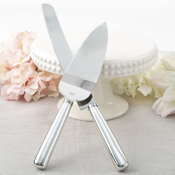 Silver Stainless Steel Cake Knife & Server Set