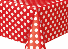  Polka Dot Plastic Tablecloth, 108" x 54", Red