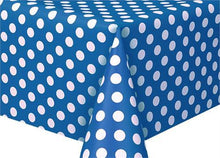  Polka Dot Plastic Tablecloth, 108" x 54", Royal Blue