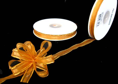 3/8" Gold Pull Bow Ribbon with Gold Edge (25 yard)