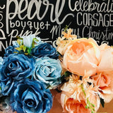 English Rose Silk Flower Bouquet Peach